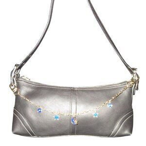 Coach 2007 Black Leather Hampton Demi Baguette Hobo Satchel Bag 8A64